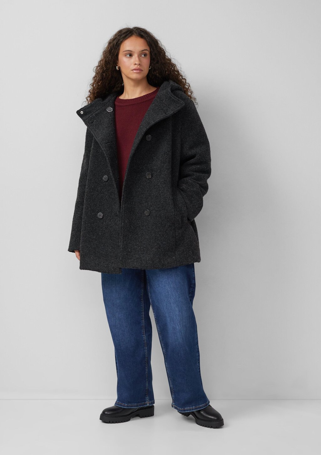 Kurzmantel in Wolloptik