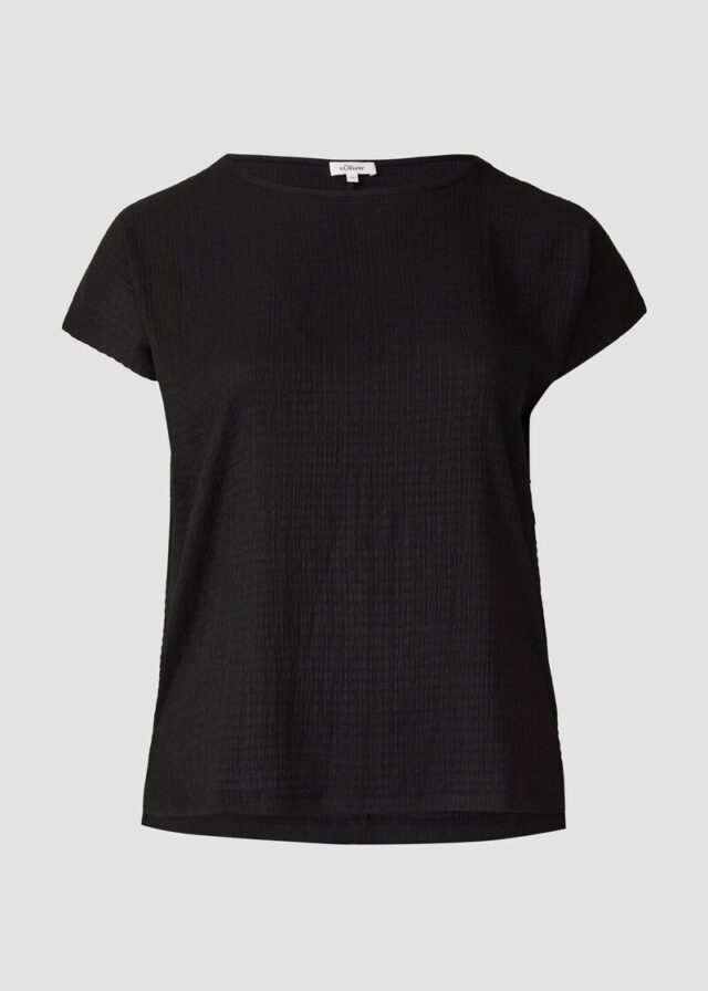 Strukturiertes T-Shirt im Relaxed Fit mit U-Boot-Ausschnitt