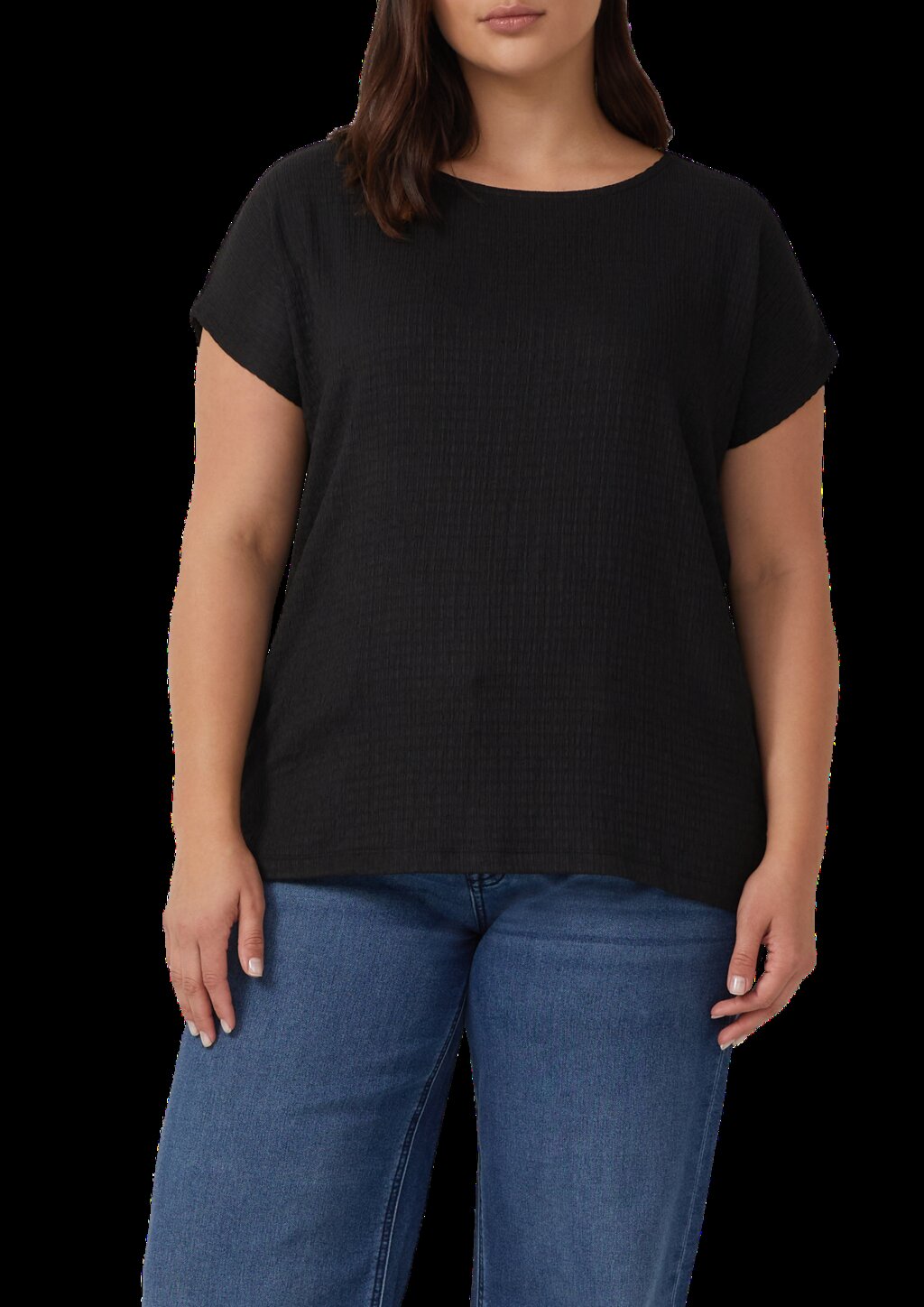 Strukturiertes T-Shirt im Relaxed Fit mit U-Boot-Ausschnitt