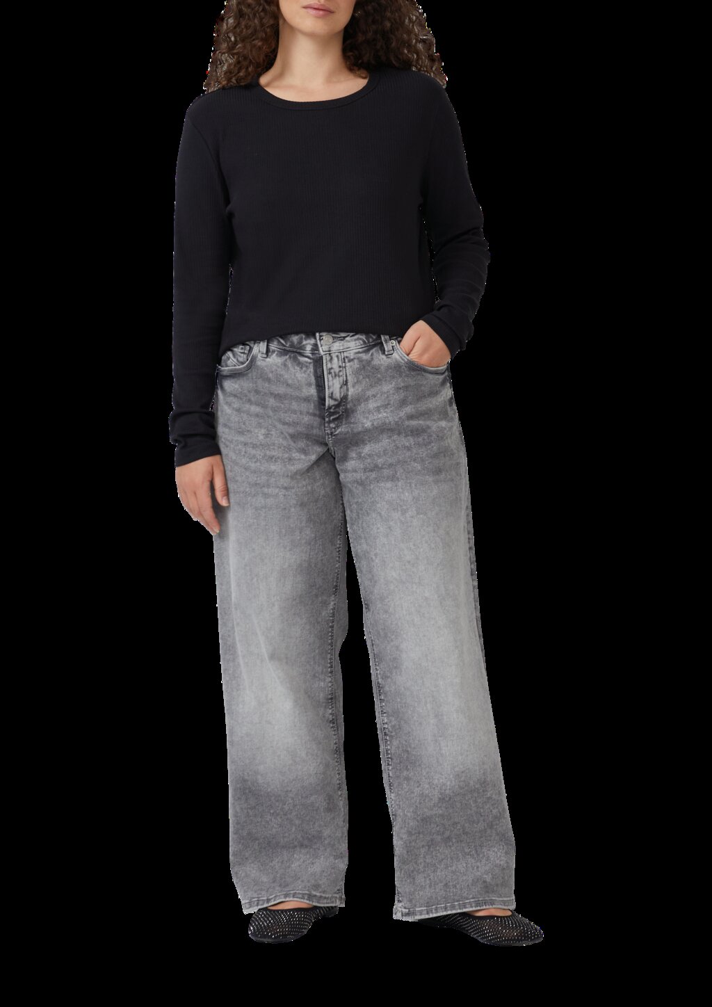 Geripptes Longsleeve im Slim Fit