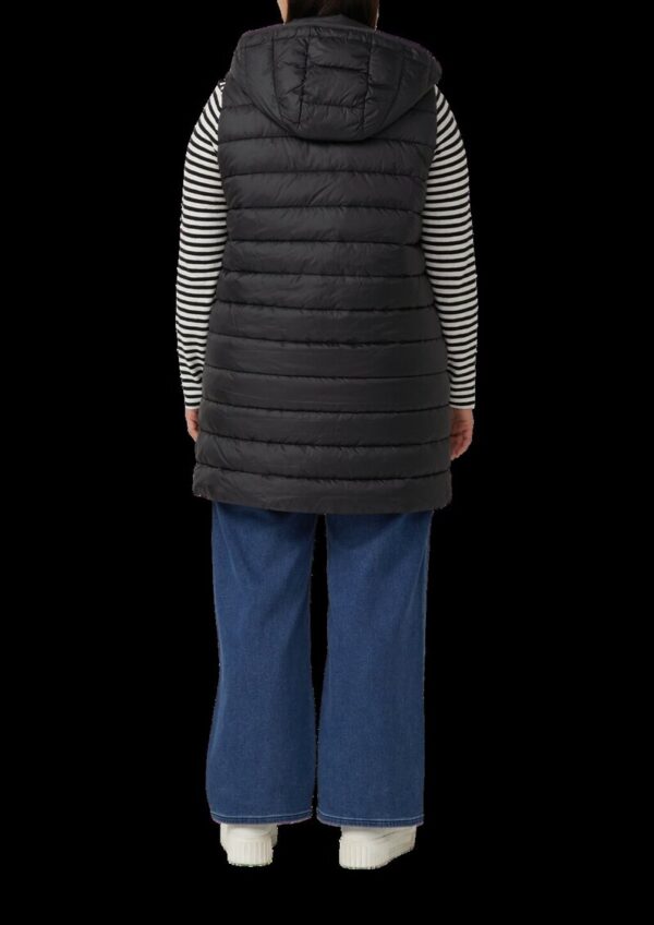 Wattierte lange Outdoor-Weste mit Kapuze