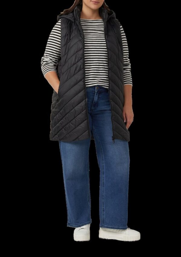 Wattierte lange Outdoor-Weste mit Kapuze