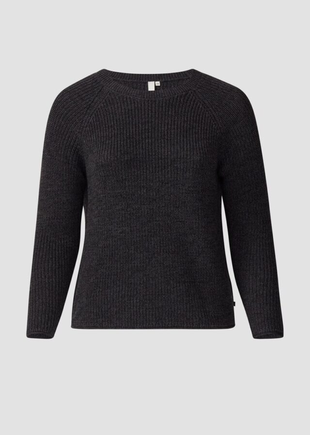 Melierter Strickpullover mit Raglanärmeln