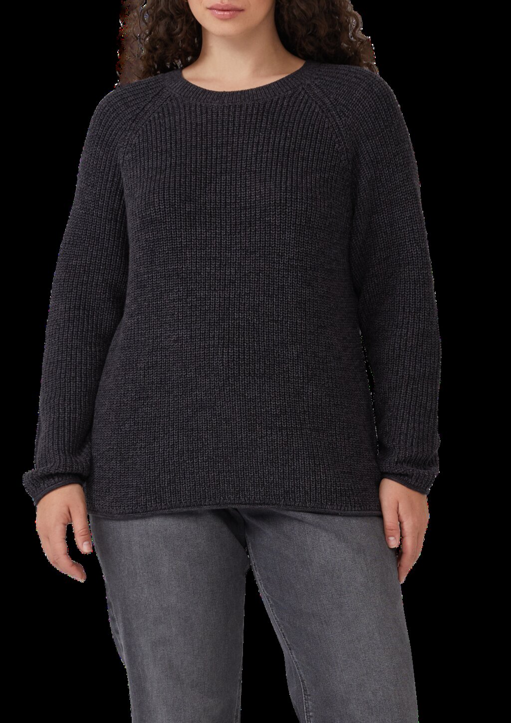 Melierter Strickpullover mit Raglanärmeln