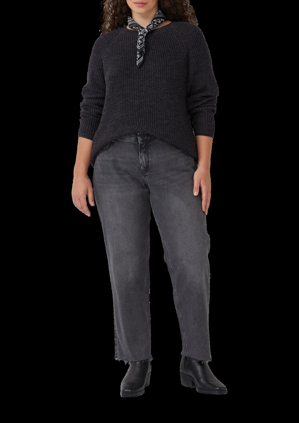 Melierter Strickpullover mit Raglanärmeln