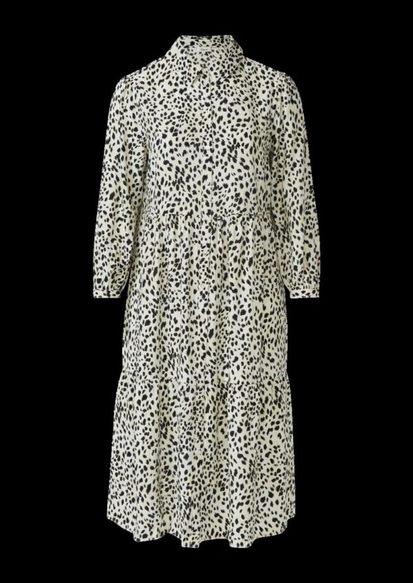 Viskosemix-Kleid mit Hemdkragen und Raffung