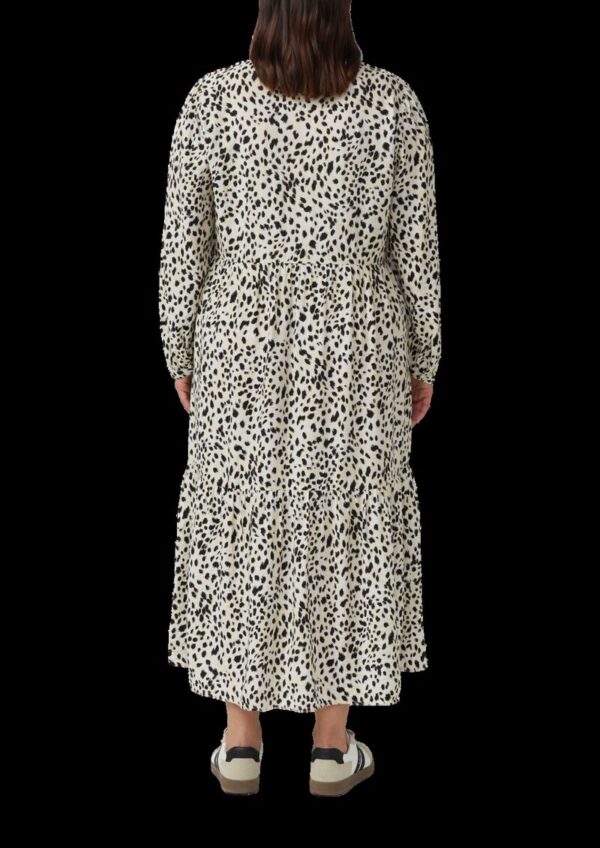 Viskosemix-Kleid mit Hemdkragen und Raffung