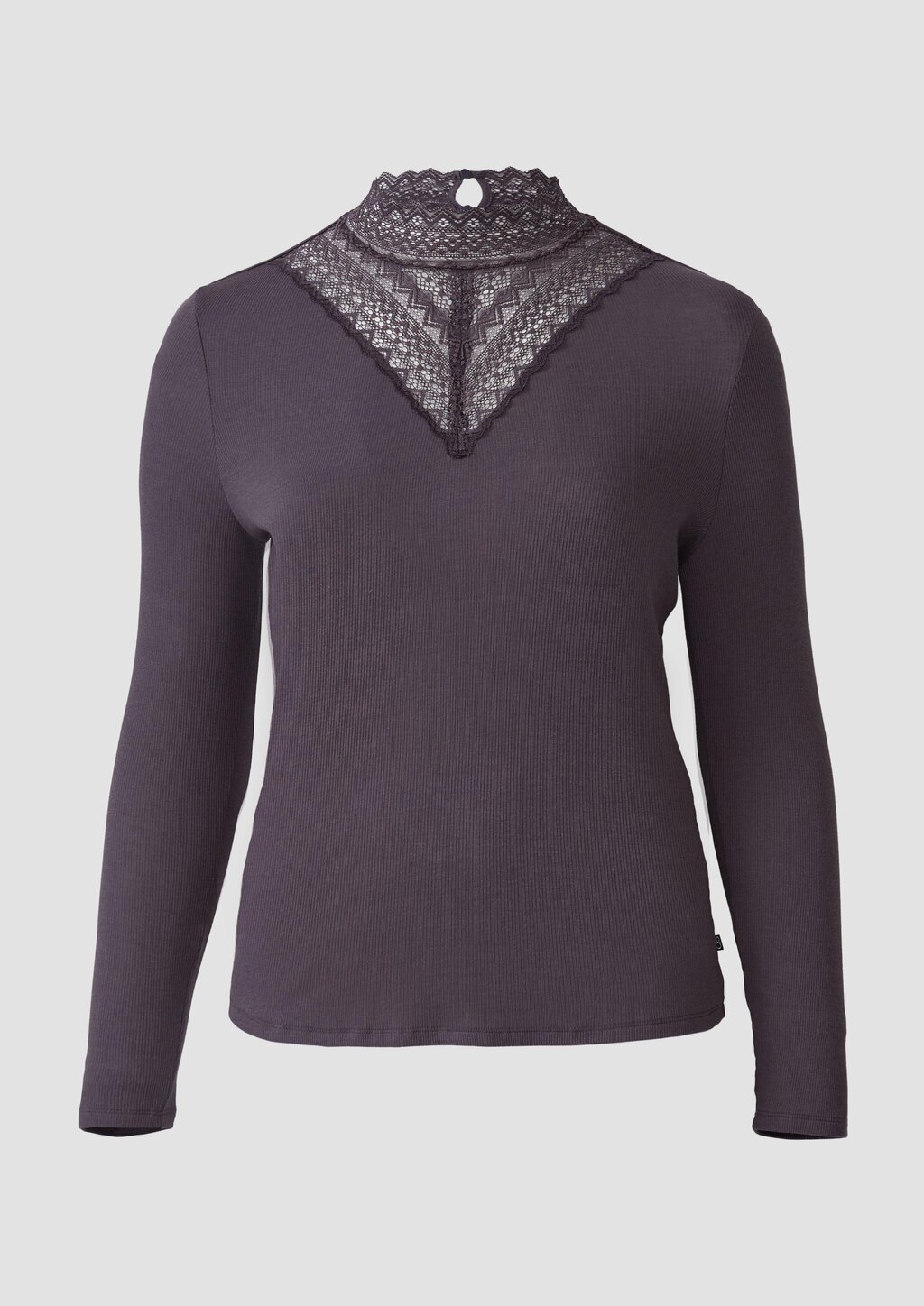 Rippshirt mit Spitzeneinsatz