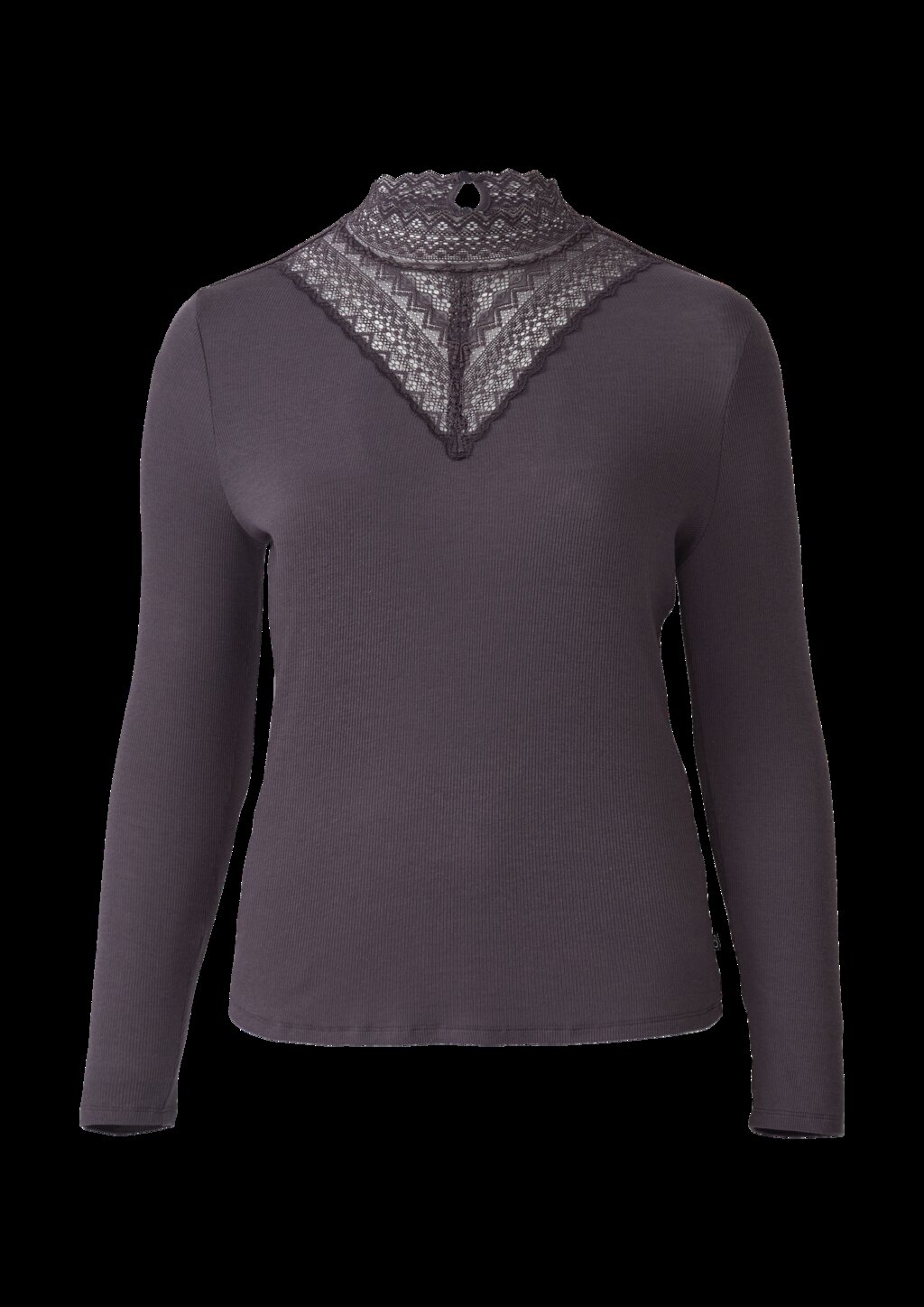 Rippshirt mit Spitzeneinsatz