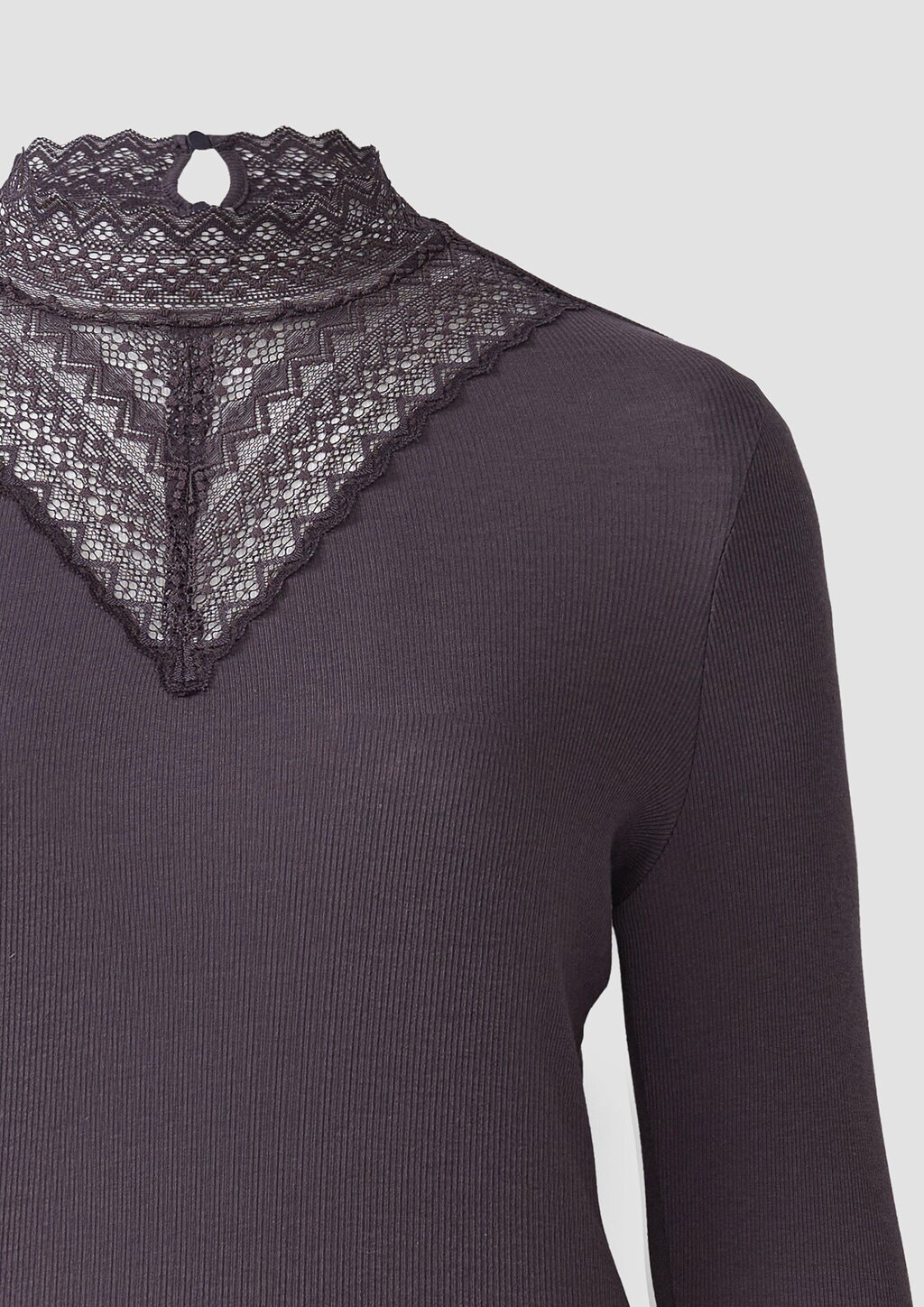 Rippshirt mit Spitzeneinsatz