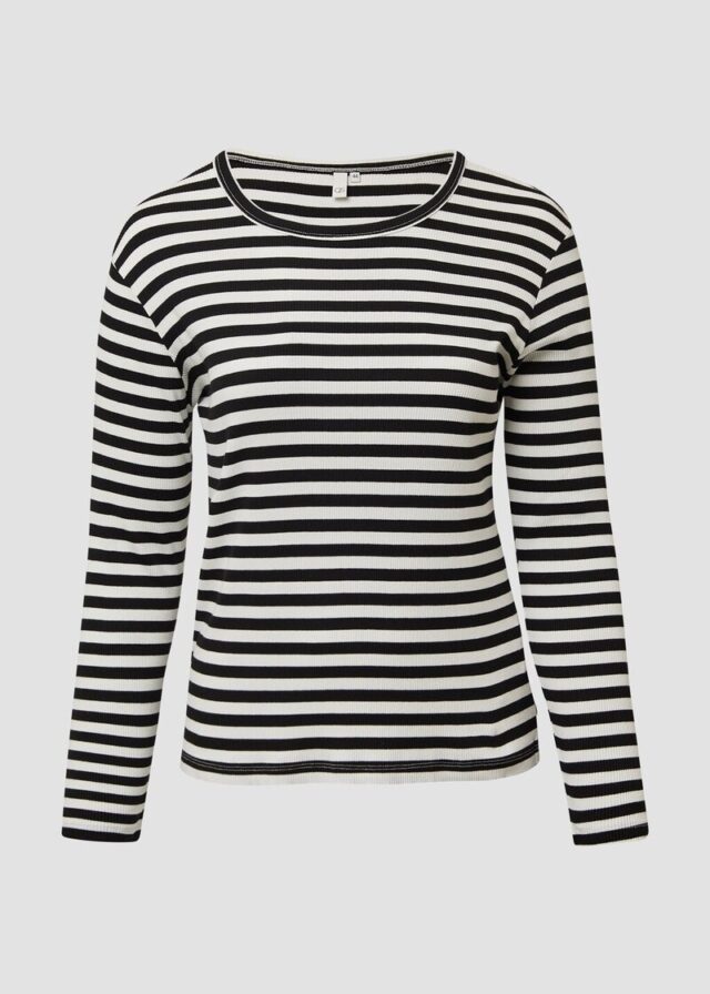 Geripptes Longsleeve im Slim Fit