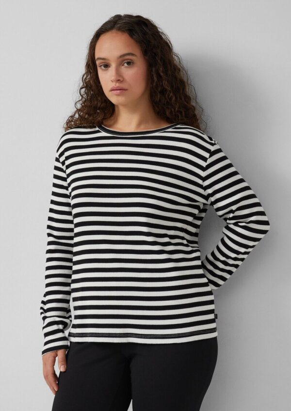 Geripptes Longsleeve im Slim Fit