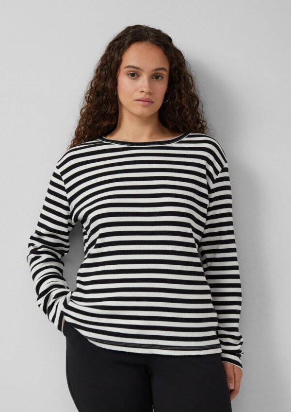 Geripptes Longsleeve im Slim Fit