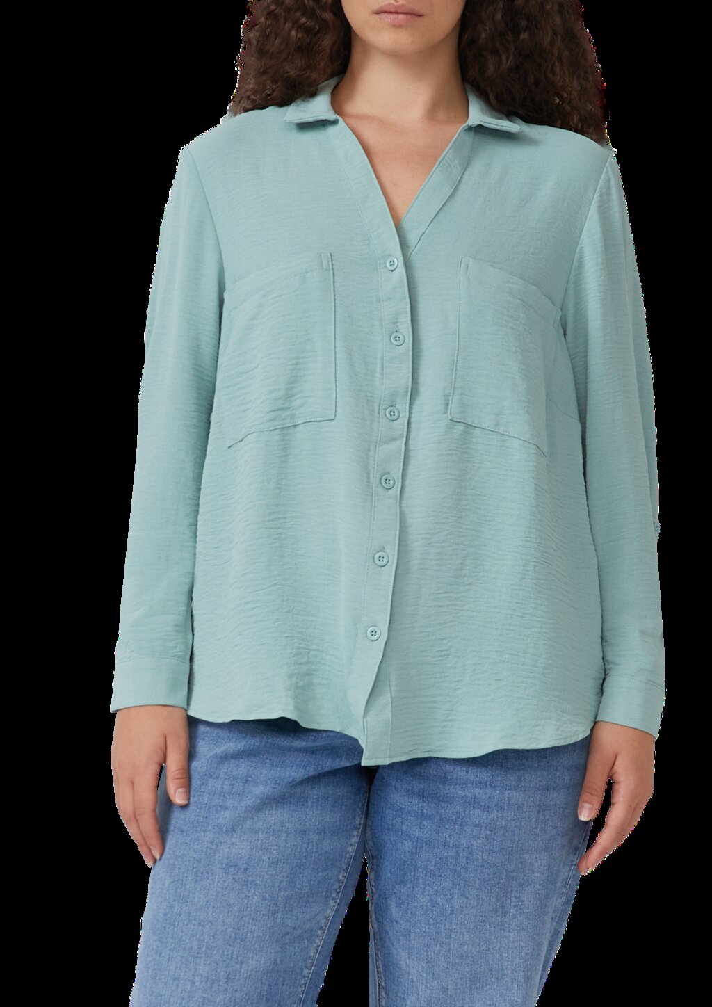 Crêpebluse mit Turn-up-Ärmel