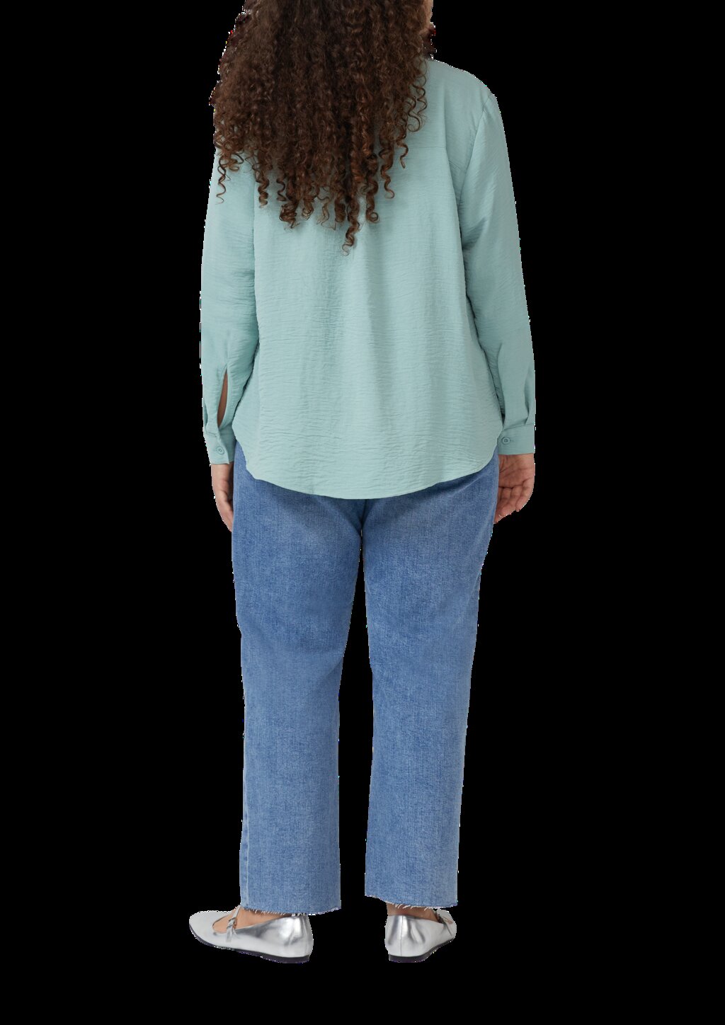 Crêpebluse mit Turn-up-Ärmel