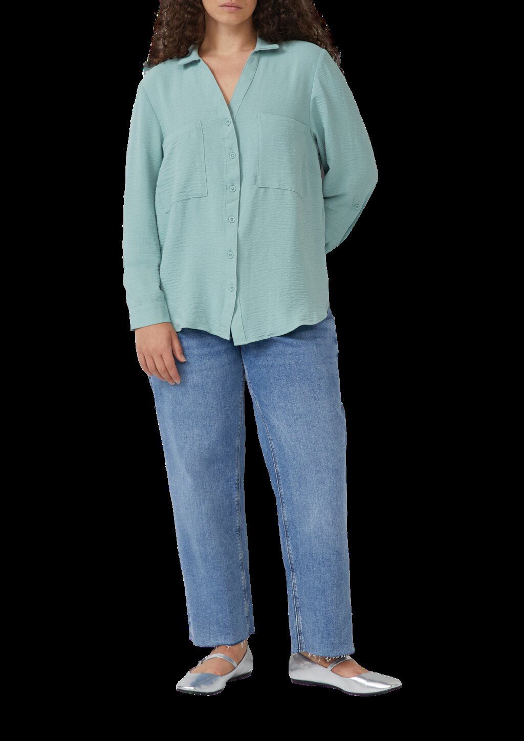 Crêpebluse mit Turn-up-Ärmel