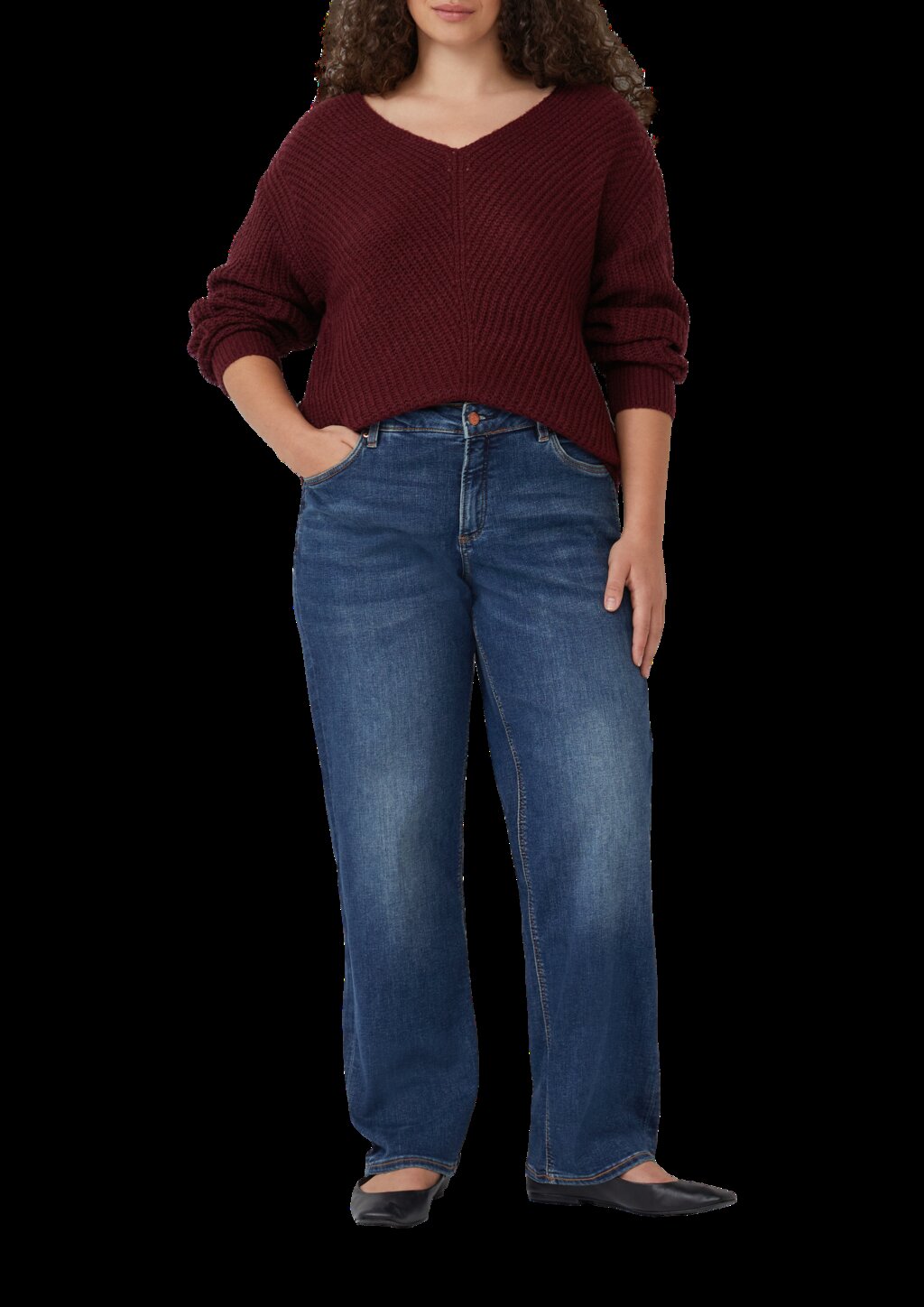 Melierter Pullover mit überschnittener Schulter