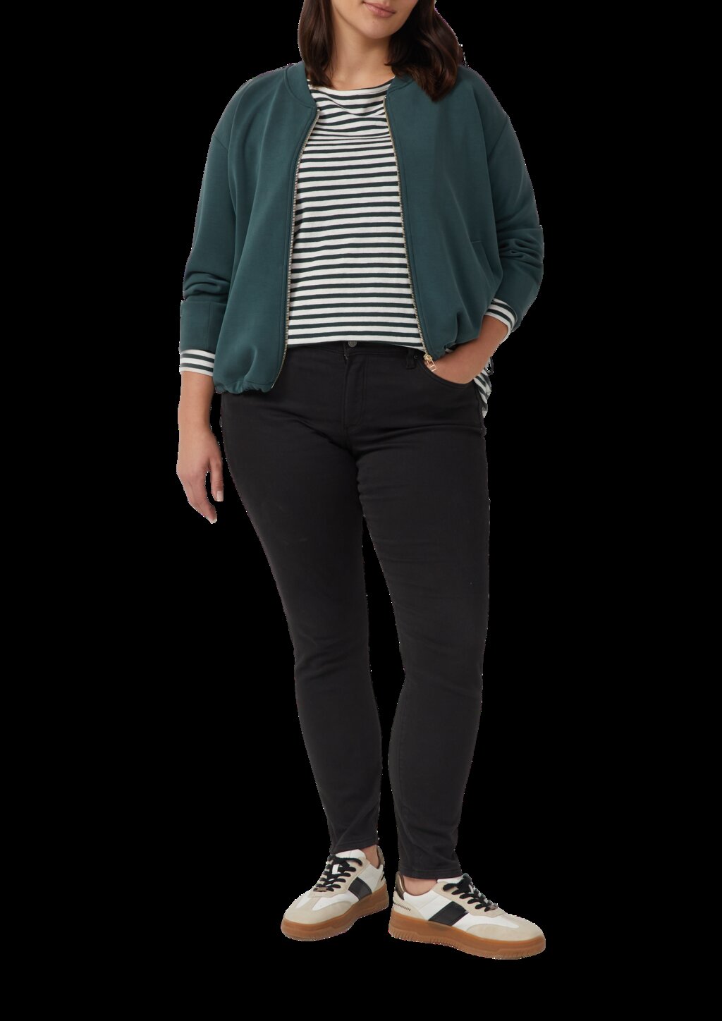 Lässiges Langarmshirt mit U-Boot-Ausschnitt