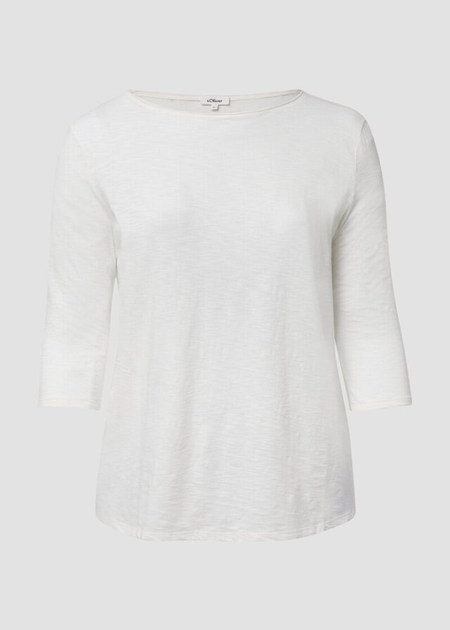 Shirt mit Flammgarnstruktur und 3/4-Ärmeln