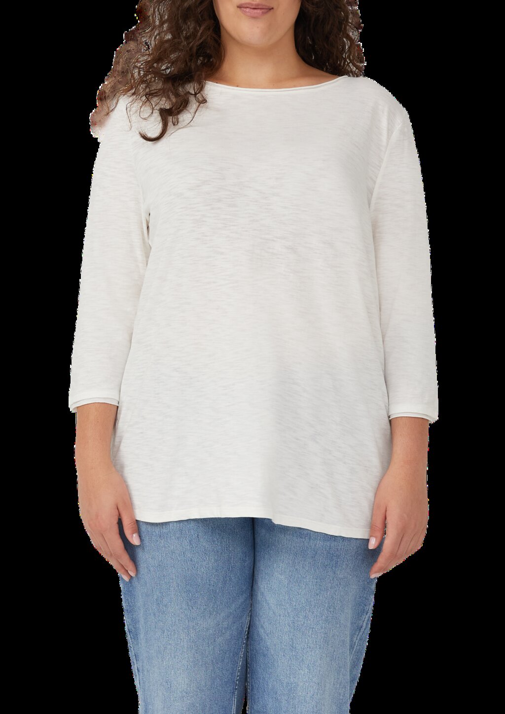 Shirt mit Flammgarnstruktur und 3/4-Ärmeln