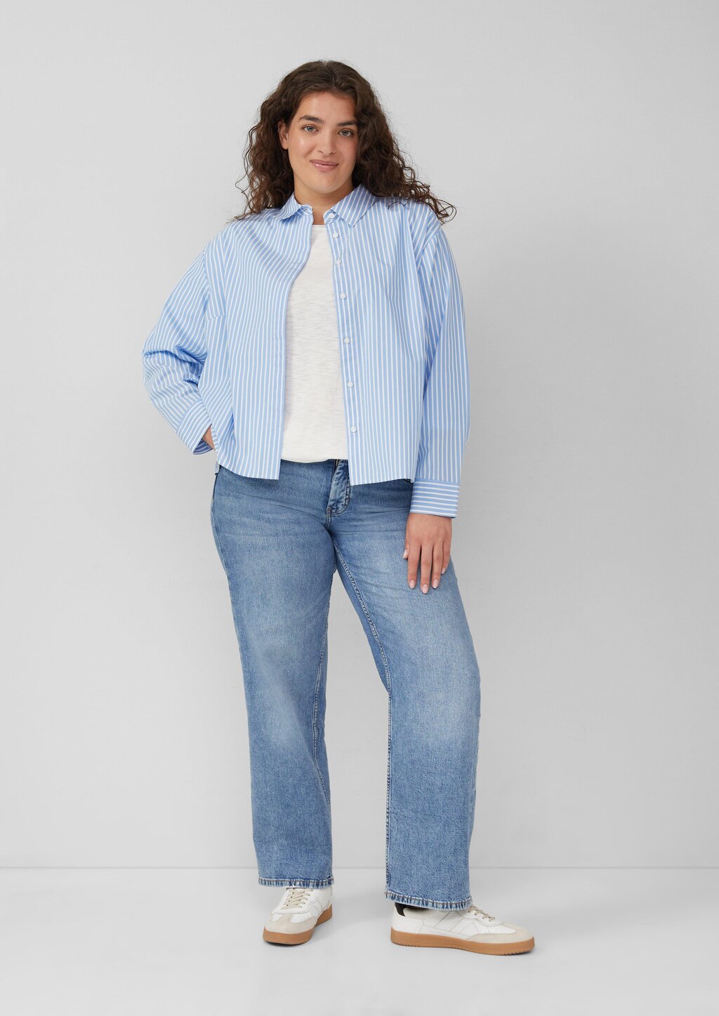 Shirt mit Flammgarnstruktur und 3/4-Ärmeln