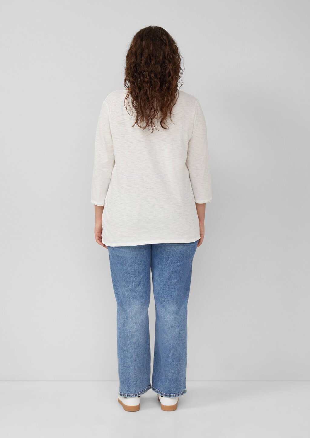 Shirt mit Flammgarnstruktur und 3/4-Ärmeln