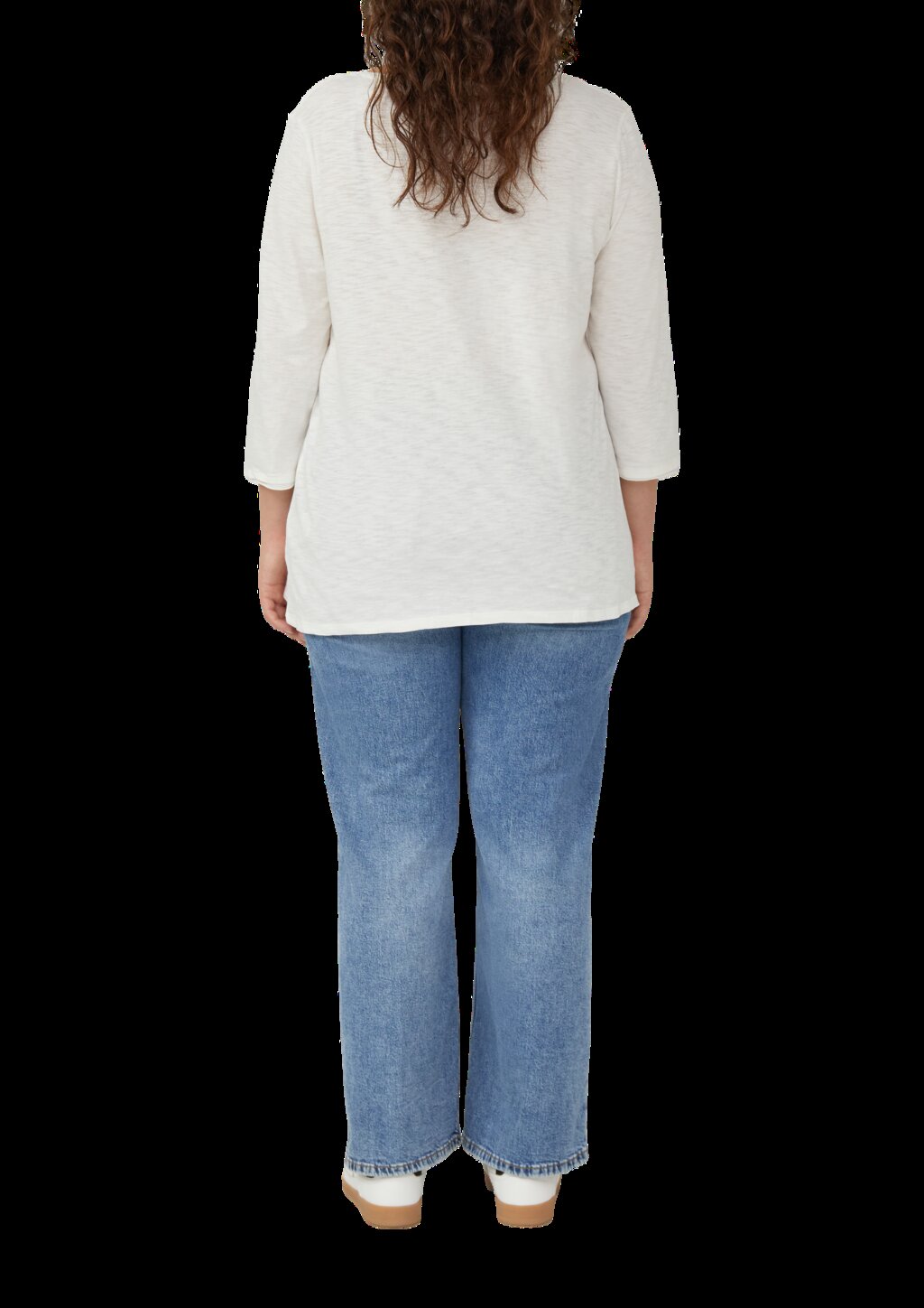 Shirt mit Flammgarnstruktur und 3/4-Ärmeln