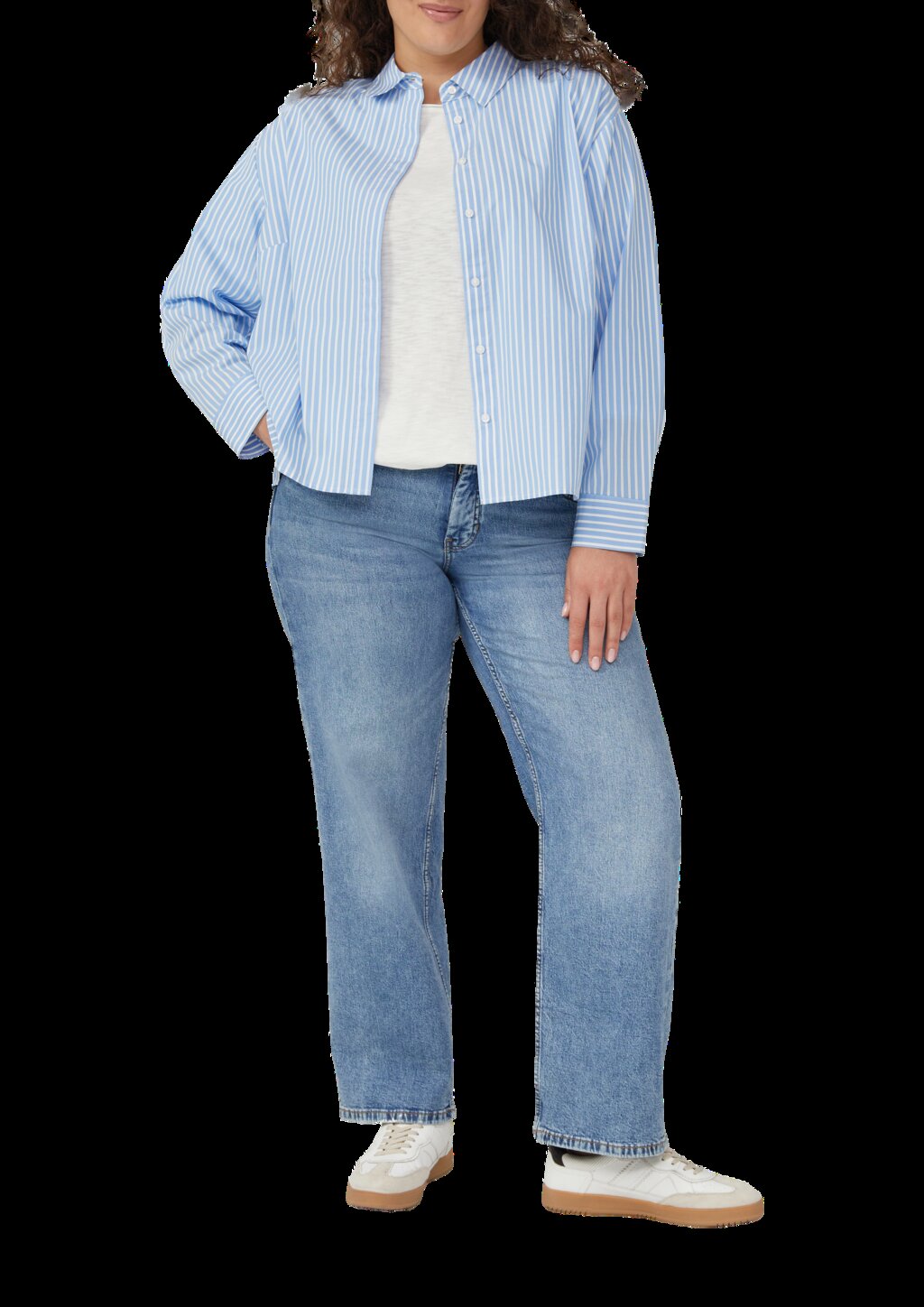 Shirt mit Flammgarnstruktur und 3/4-Ärmeln