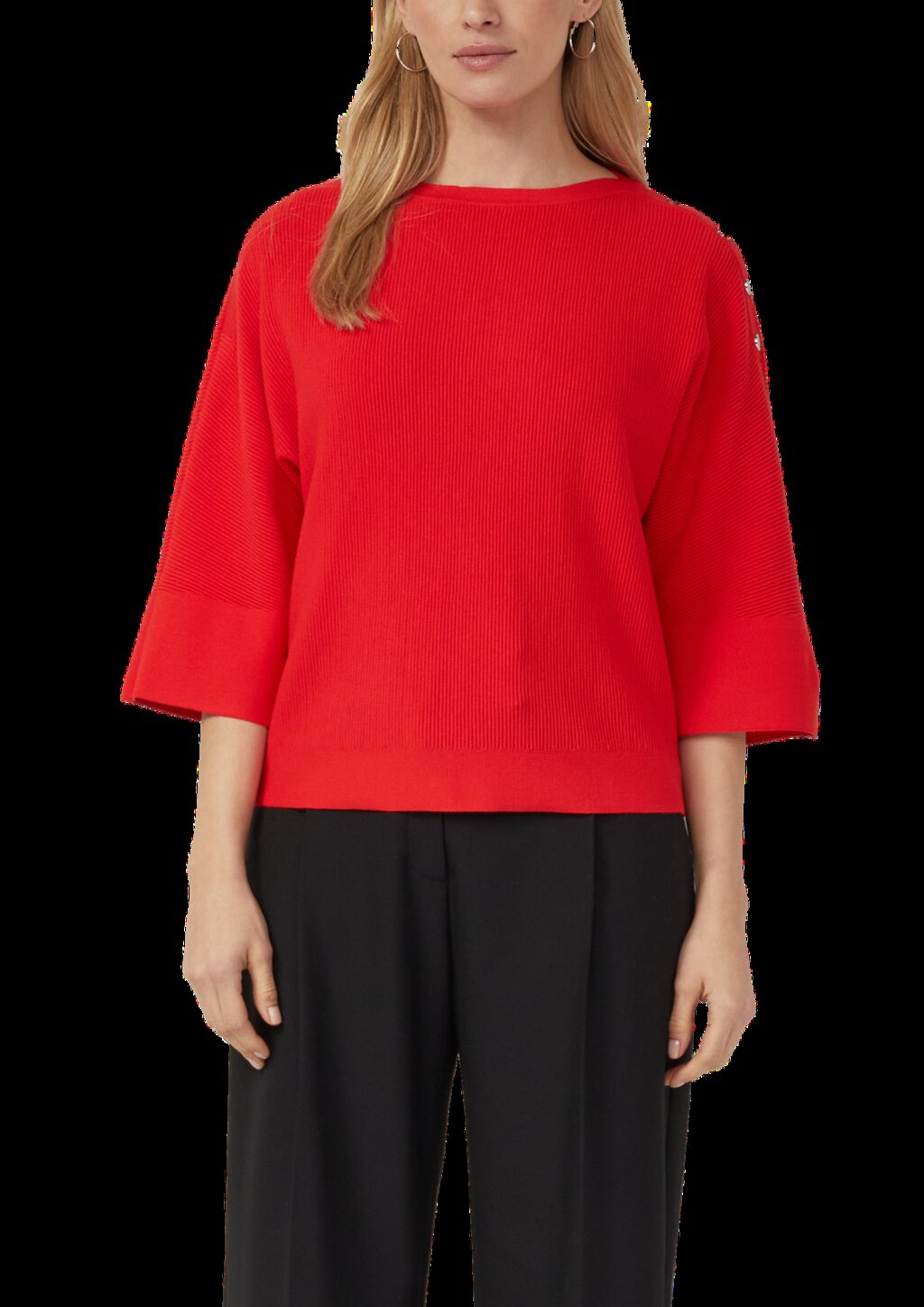 Strukturierter Pullover im Relaxed Fit mit Zierknopfleiste