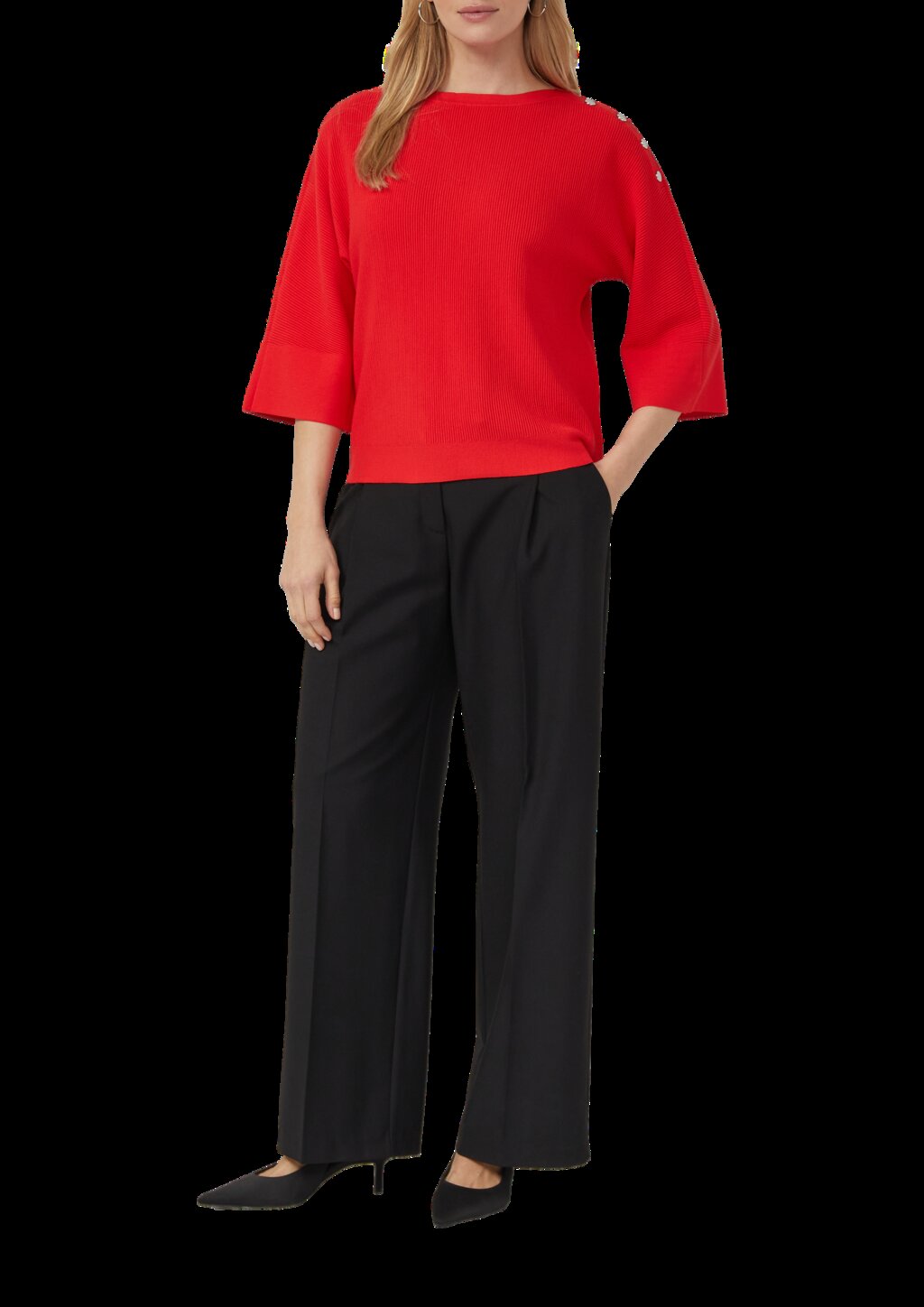 Strukturierter Pullover im Relaxed Fit mit Zierknopfleiste