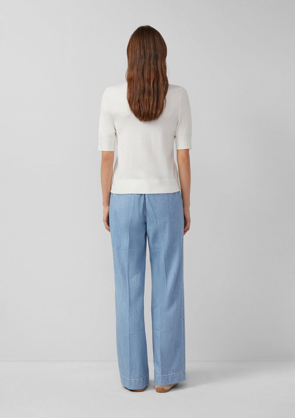 Weicher Kurzarm-Strickpullover aus Viskosemix