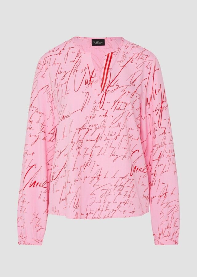 Viskose-Bluse mit V-Ausschnitt und All-over-Print