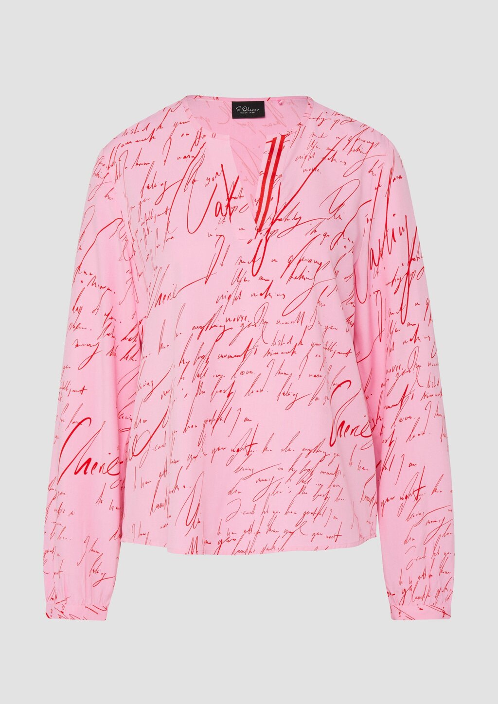 Viskose-Bluse mit V-Ausschnitt und All-over-Print