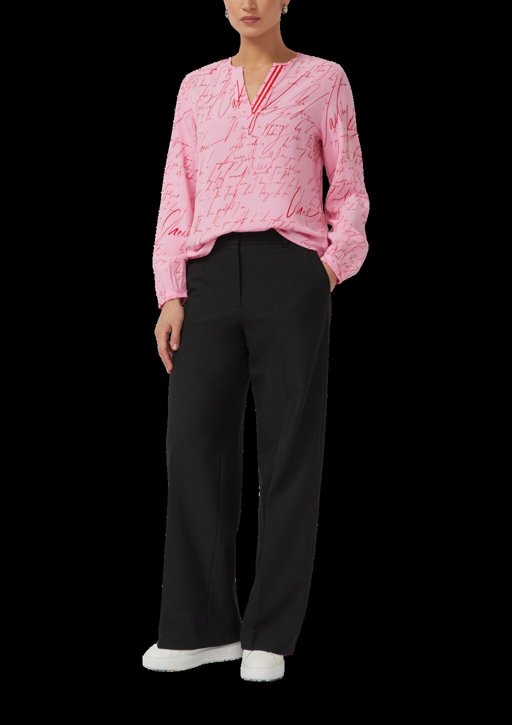 Viskose-Bluse mit V-Ausschnitt und All-over-Print