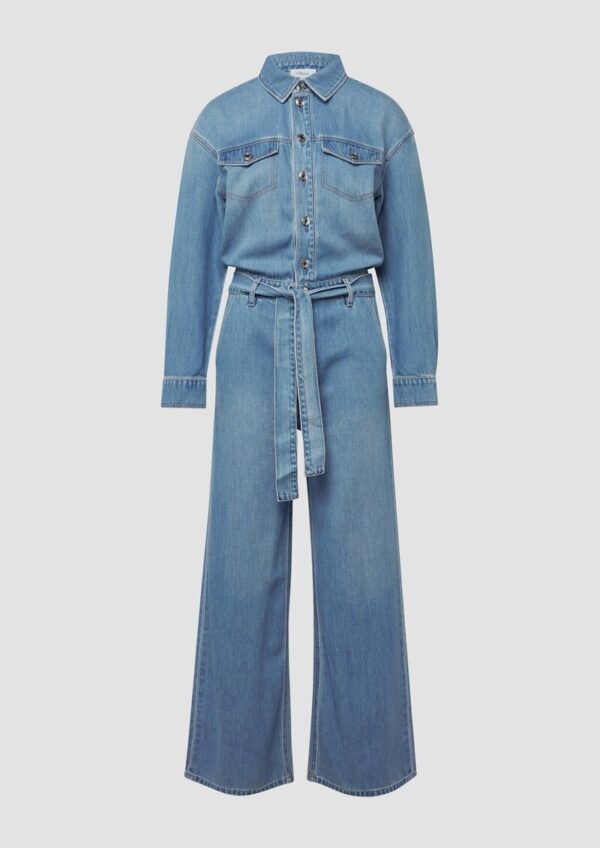 Denim-Overall mit Gürtel
