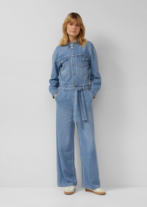 Denim-Overall mit Gürtel