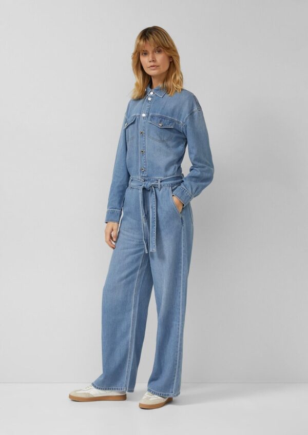 Denim-Overall mit Gürtel
