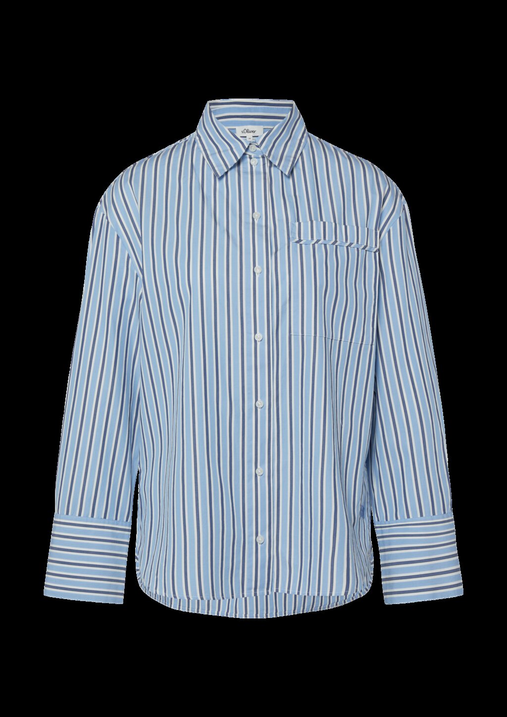 Gestreifte Popeline-Bluse im Relaxed Fit mit Hemdkragen