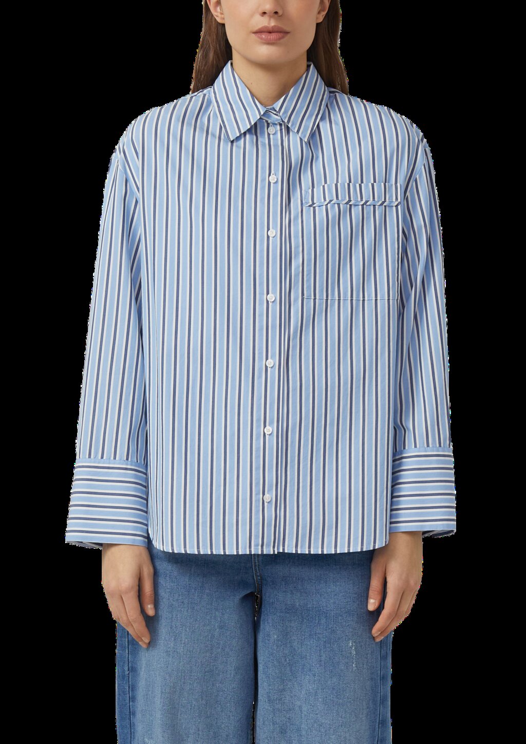 Gestreifte Popeline-Bluse im Relaxed Fit mit Hemdkragen