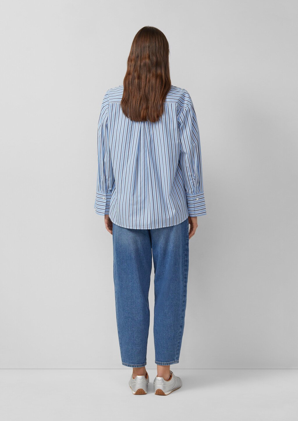 Gestreifte Popeline-Bluse im Relaxed Fit mit Hemdkragen