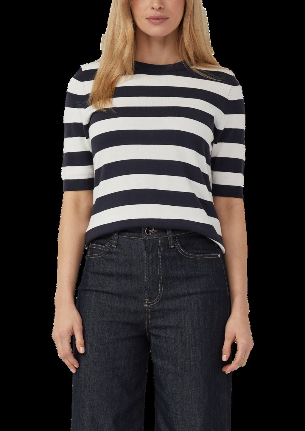 Gestreifter Feinstrickpullover