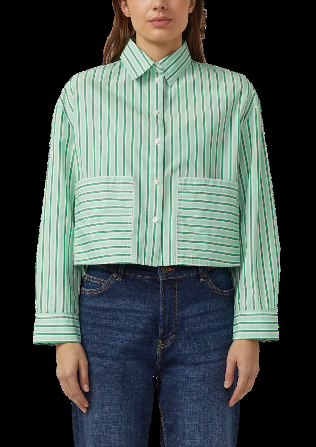 Verkürzte Popeline-Bluse im Relaxed Fit