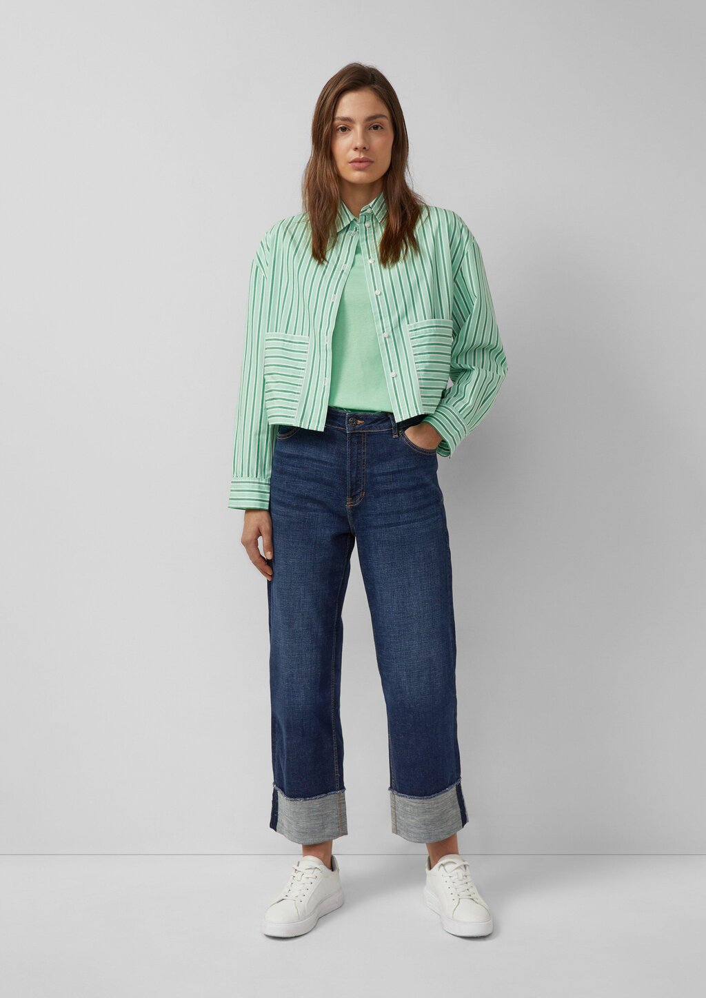 Verkürzte Popeline-Bluse im Relaxed Fit