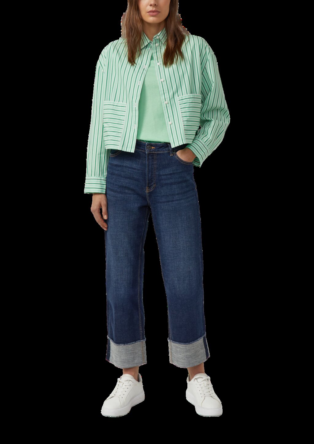 Verkürzte Popeline-Bluse im Relaxed Fit