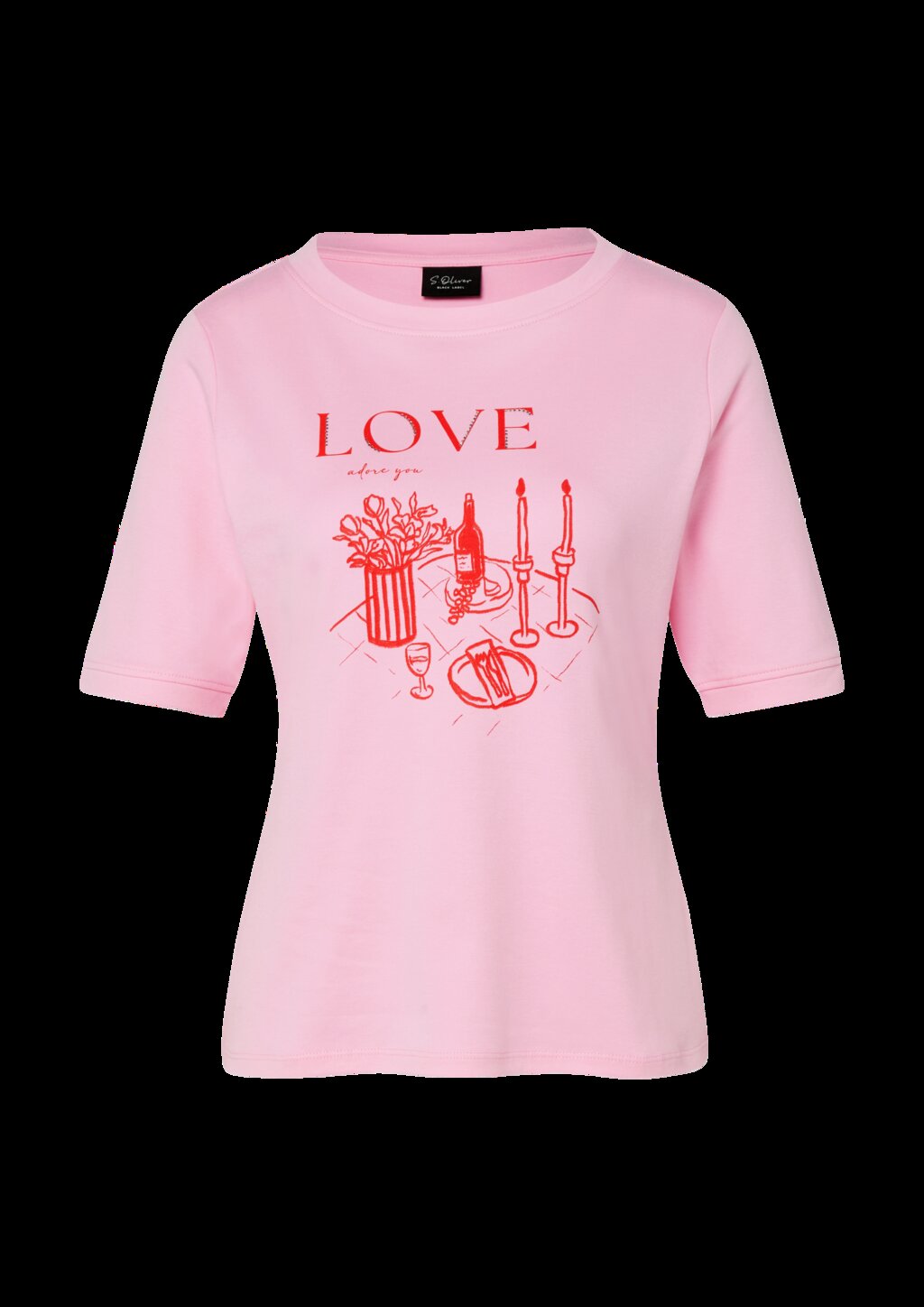 T-Shirt mit Schmucksteinen und Frontprint