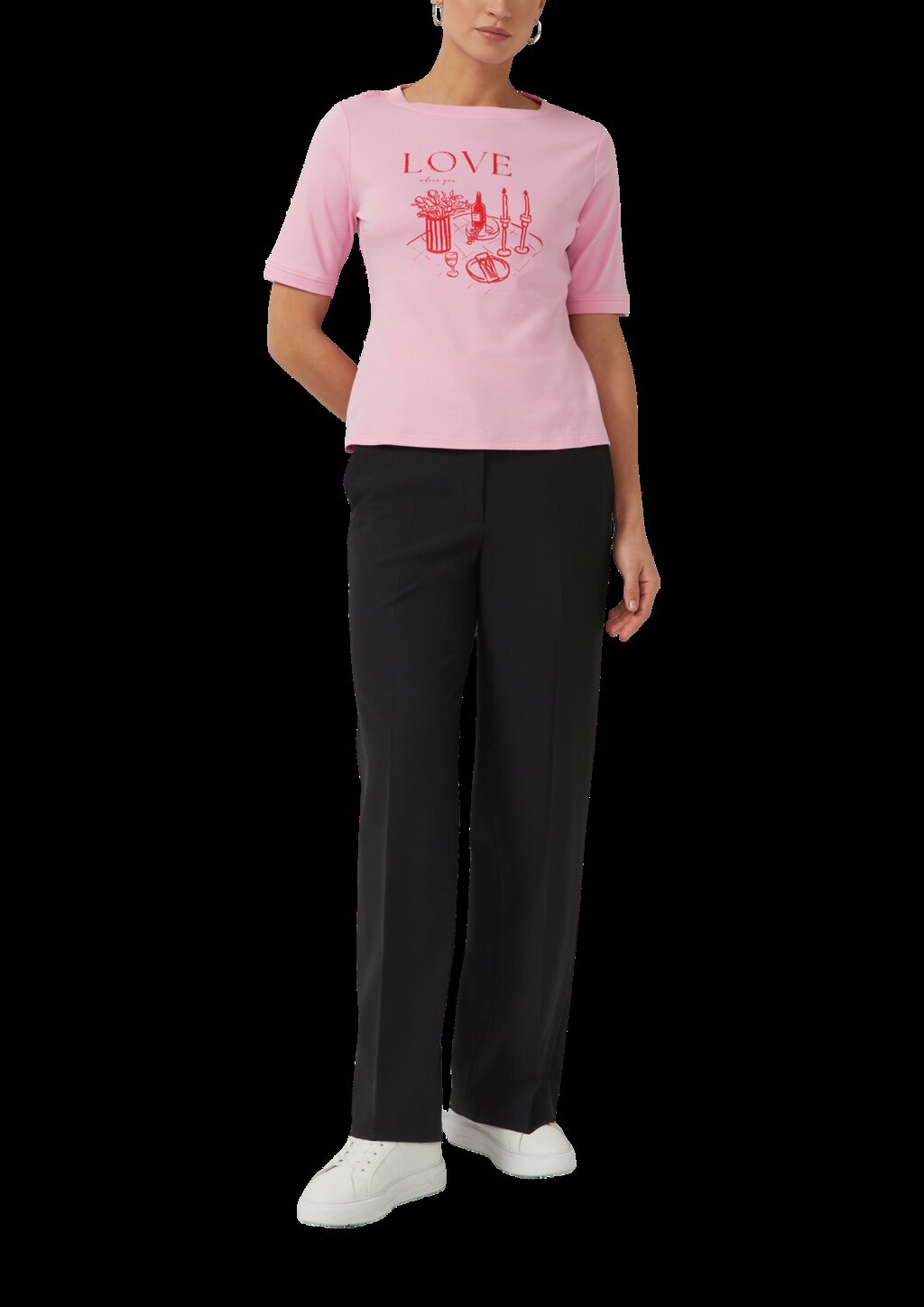 T-Shirt mit Schmucksteinen und Frontprint