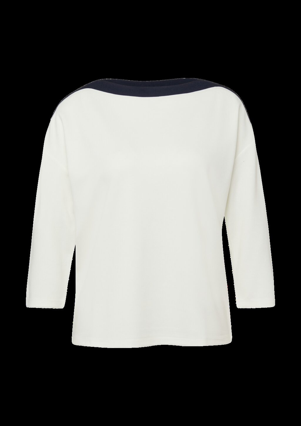 Viskose-Shirt im Relaxed Fit mit U-Boot-Ausschnitt und Kontrast-Details