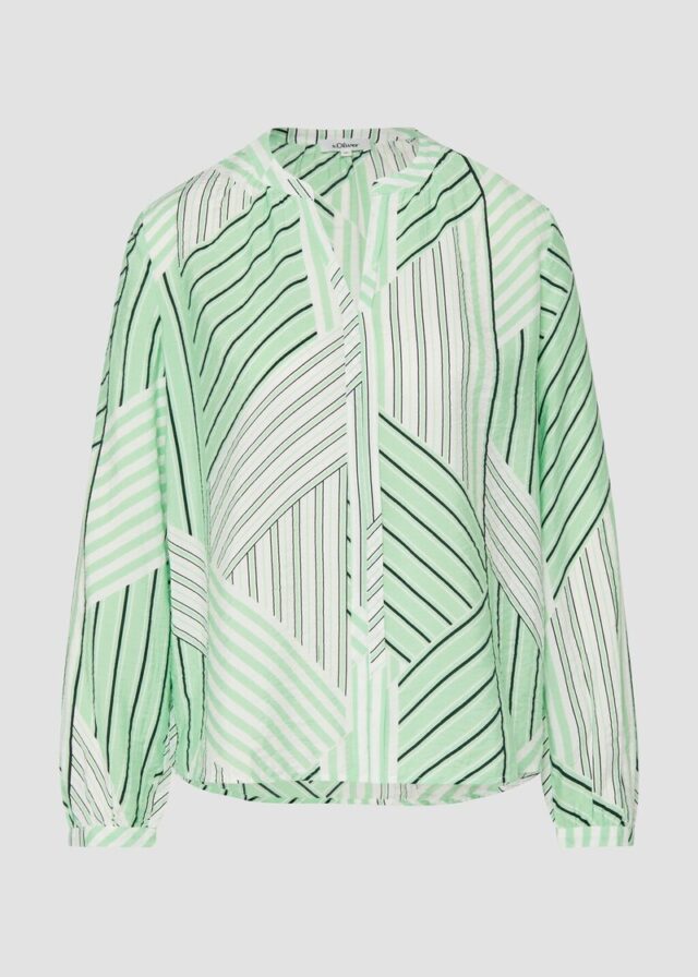 Viskosebluse mit Raffung und All-over-Print