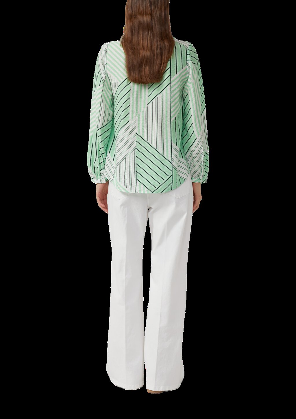 Viskosebluse mit Raffung und All-over-Print