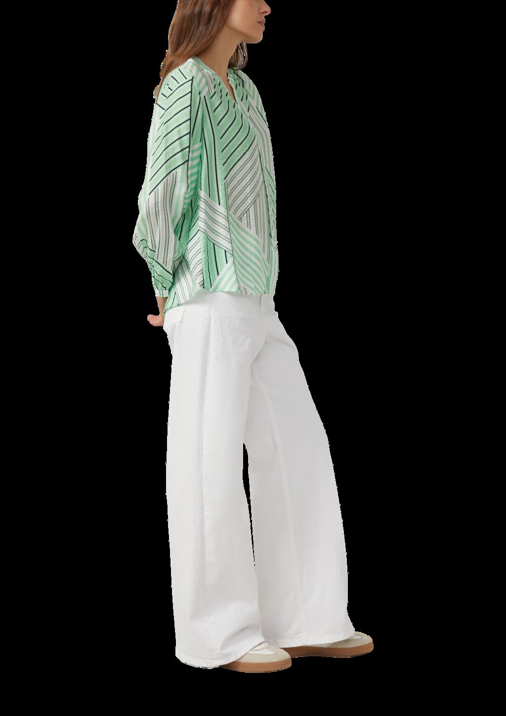 Viskosebluse mit Raffung und All-over-Print